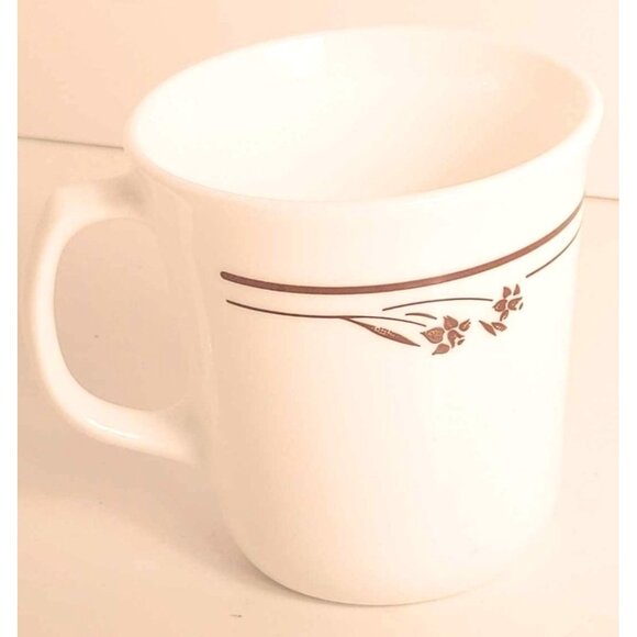 Vintage Corelle White Coffee Cocoa Tea Replacement Mug With Brown Floral Pattern - Picture 5 of 7